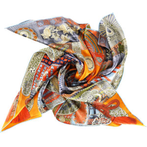 Silk square scarf, 90cm X 90cm (帝国武士)